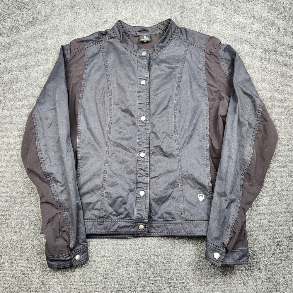 Kuhl Luna Moto Jacket Womens XL‎ Gray Stretch Snap Windbreaker Hiking Shacket